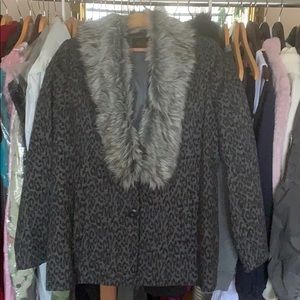 Blazer with Faux Fur Collar